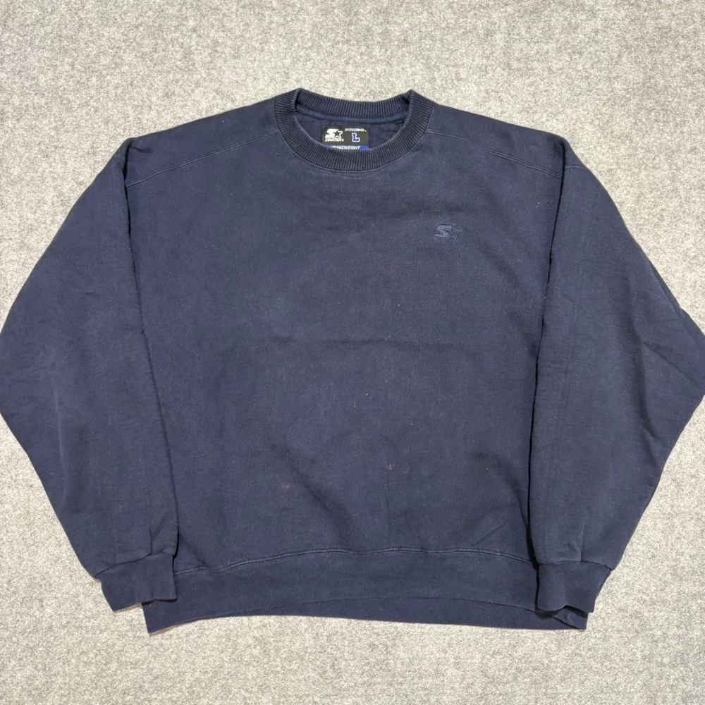 Starter Pro 80 Heavyweight Sweatshirt Mens Large Navy Blue Crew Neck Vintage 90s